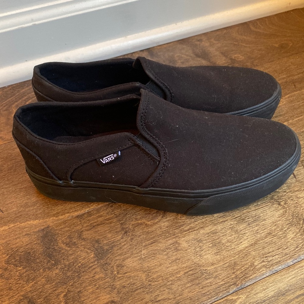 Vans black slip ons in like new condition